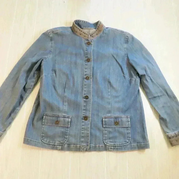 Kate Hill Jackets & Blazers - Kate Hill Denim Jean Jacket Poets Collar Size 16